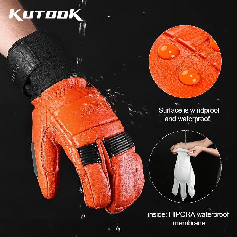 KUTOOK l Gants de ski en cuir de chèvre imperméables