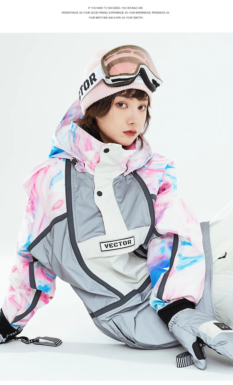 Ski – pull à capuche réfléchissant pour femme, vêtements de Ski tendance,