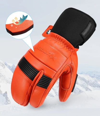 KUTOOK l Gants de ski en cuir de chèvre imperméables