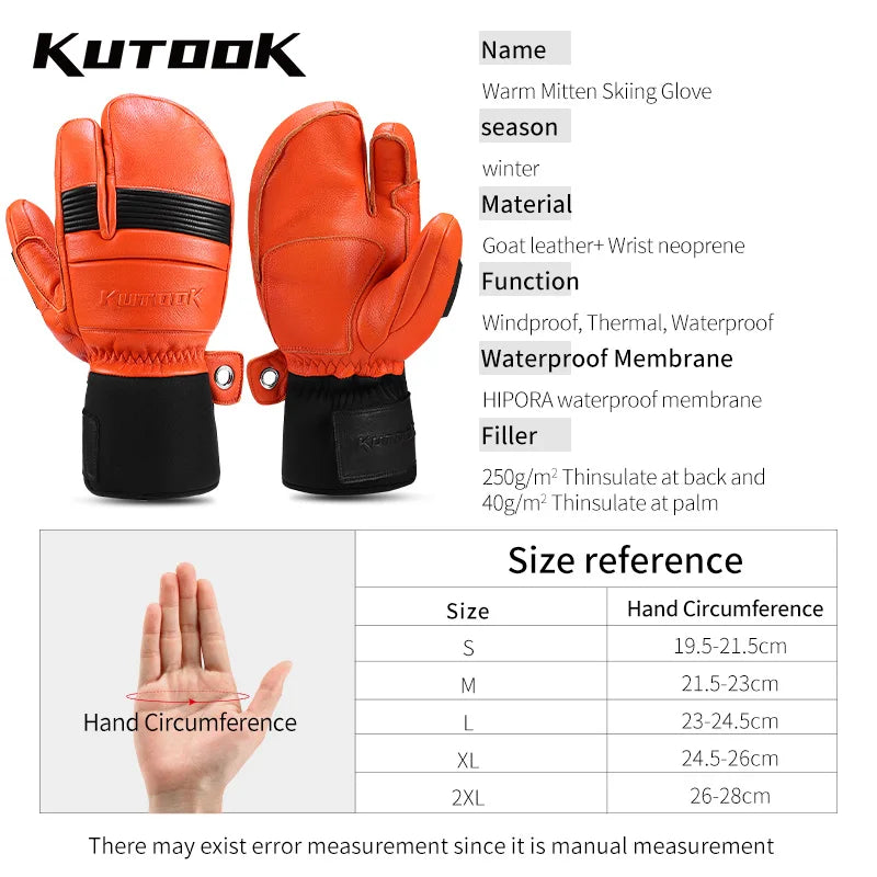 KUTOOK l Gants de ski en cuir de chèvre imperméables