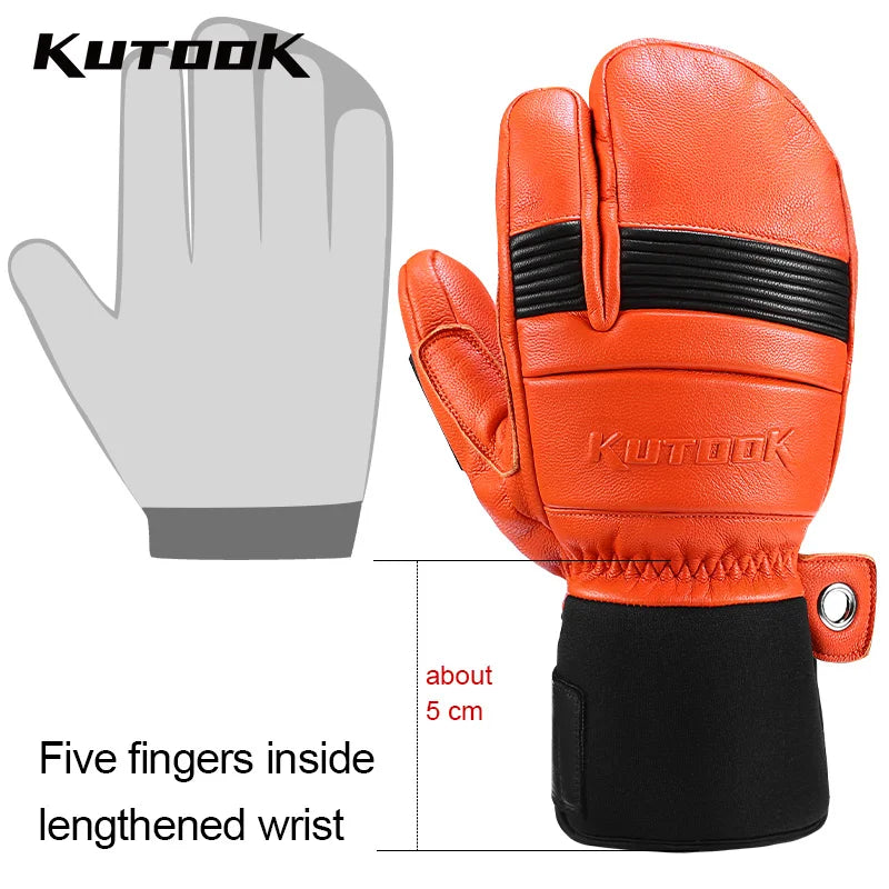 KUTOOK l Gants de ski en cuir de chèvre imperméables