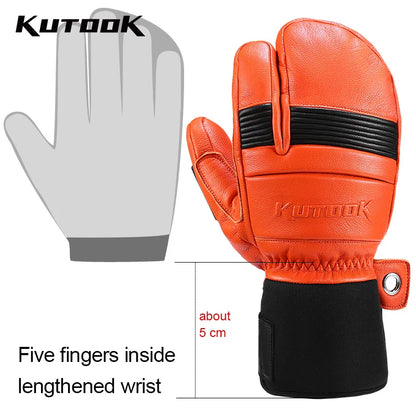 KUTOOK l Gants de ski en cuir de chèvre imperméables