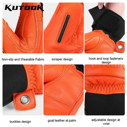 KUTOOK l Gants de ski en cuir de chèvre imperméables