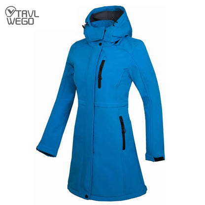 Veste à capuche de sport longue pour femme, manteau d&