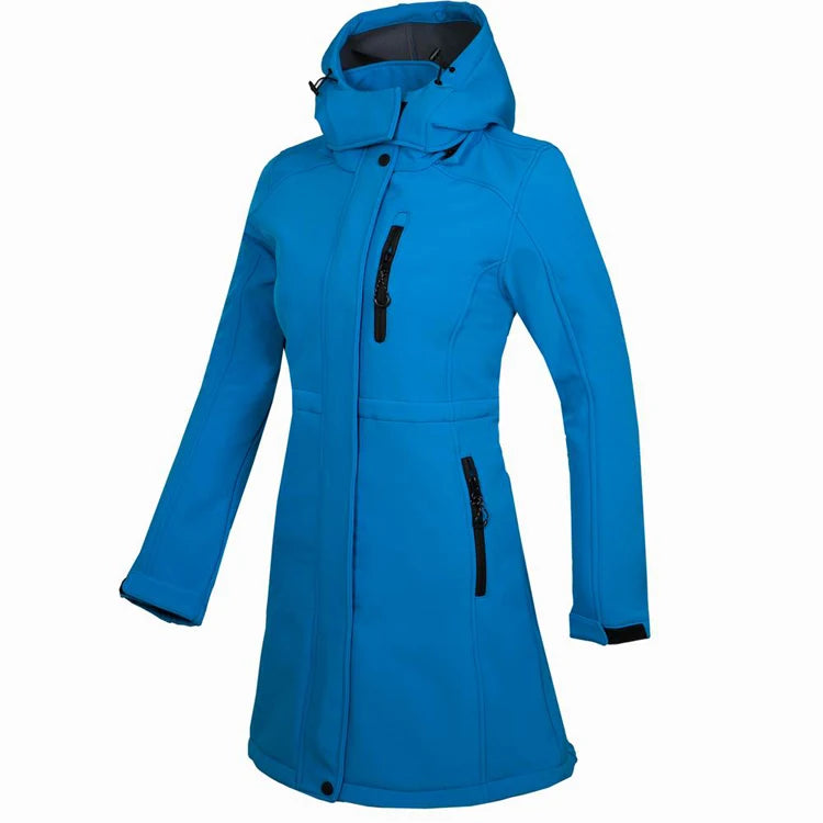 Veste à capuche de sport longue pour femme, manteau d&