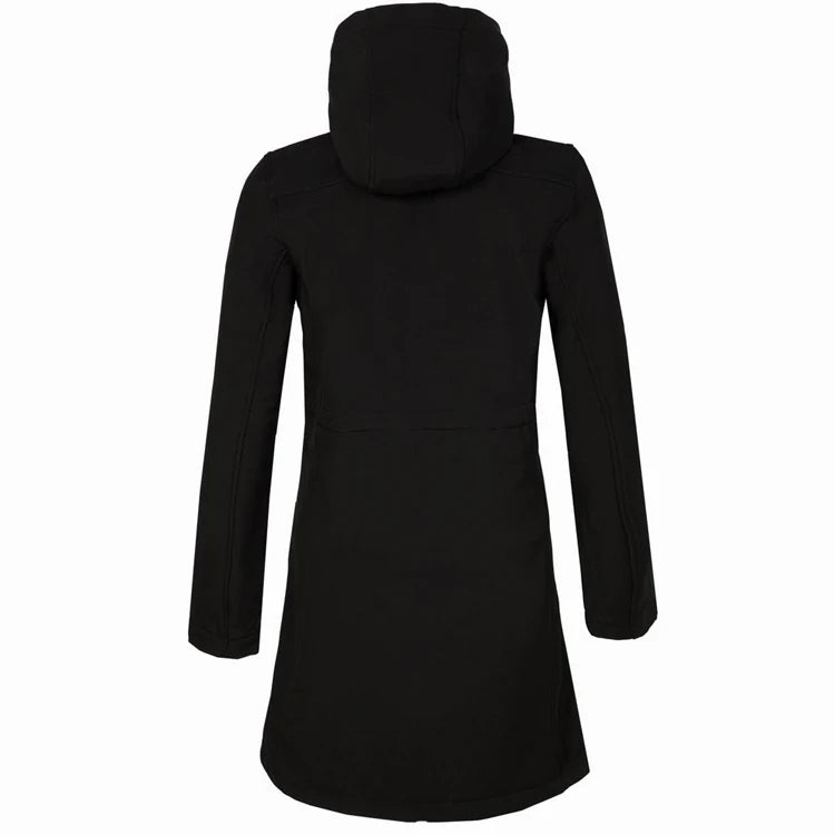 Veste à capuche de sport longue pour femme, manteau d&