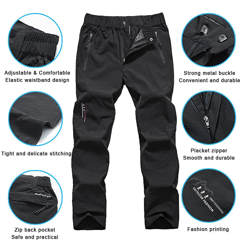 Pantalon de randonnée à séchage rapide pour femme, pantalon léger, imperméable, adapté pour la course en plein air, le camping, l&