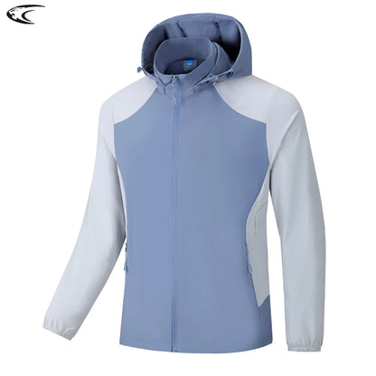 Veste de protection solaire pour homme, coupe-vent, imperméable, élastique, vêtements de chapeau perfectionnés, escalade, randonnée,