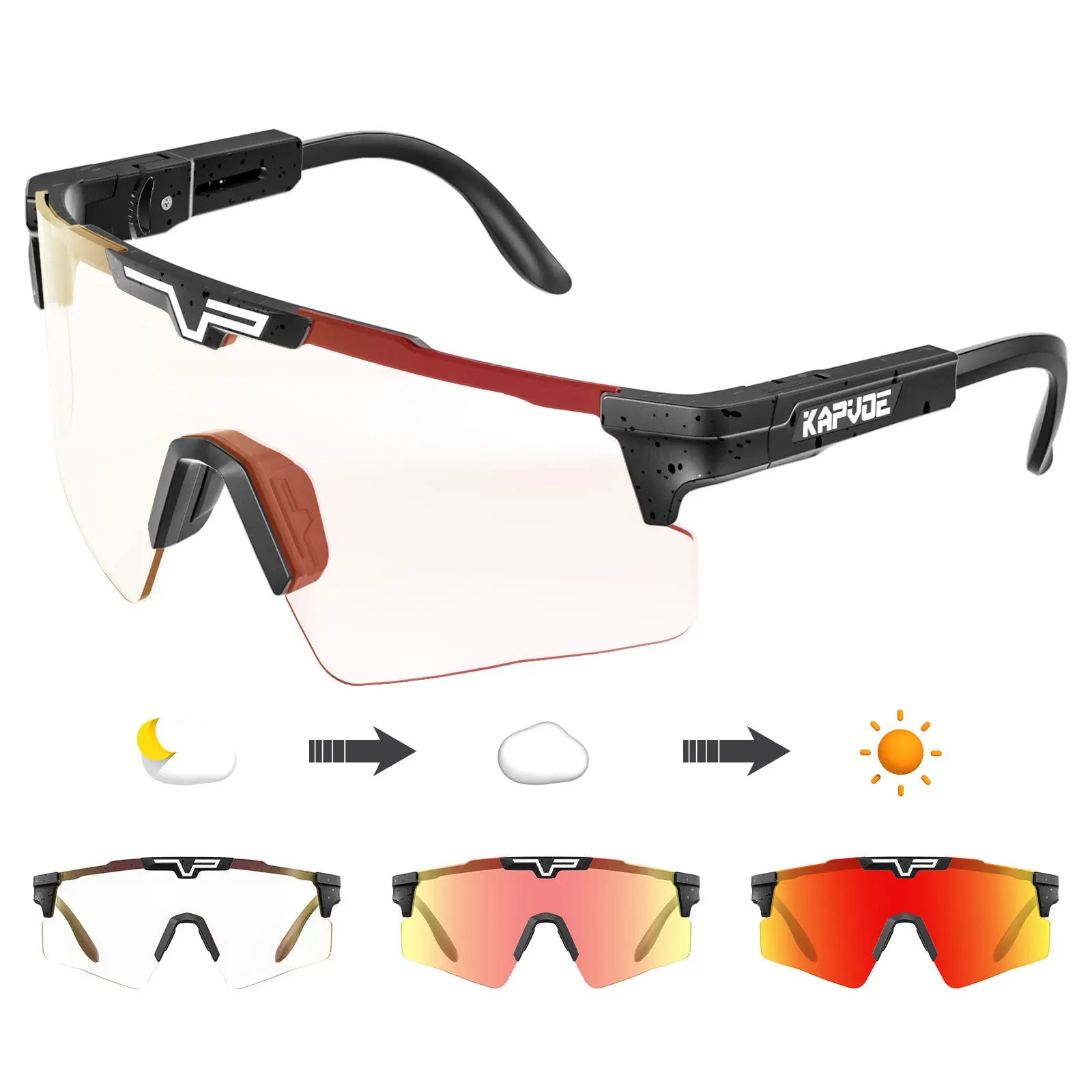 KAPVOE l Lunettes de Soleil de Cyclisme Photochromique