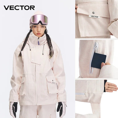 VECTOR-Veste de ski cowboy pour homme et femme, vêtement de mode, épais, avec isolation thermique, imperméable, coupe-vent, équipement de sport