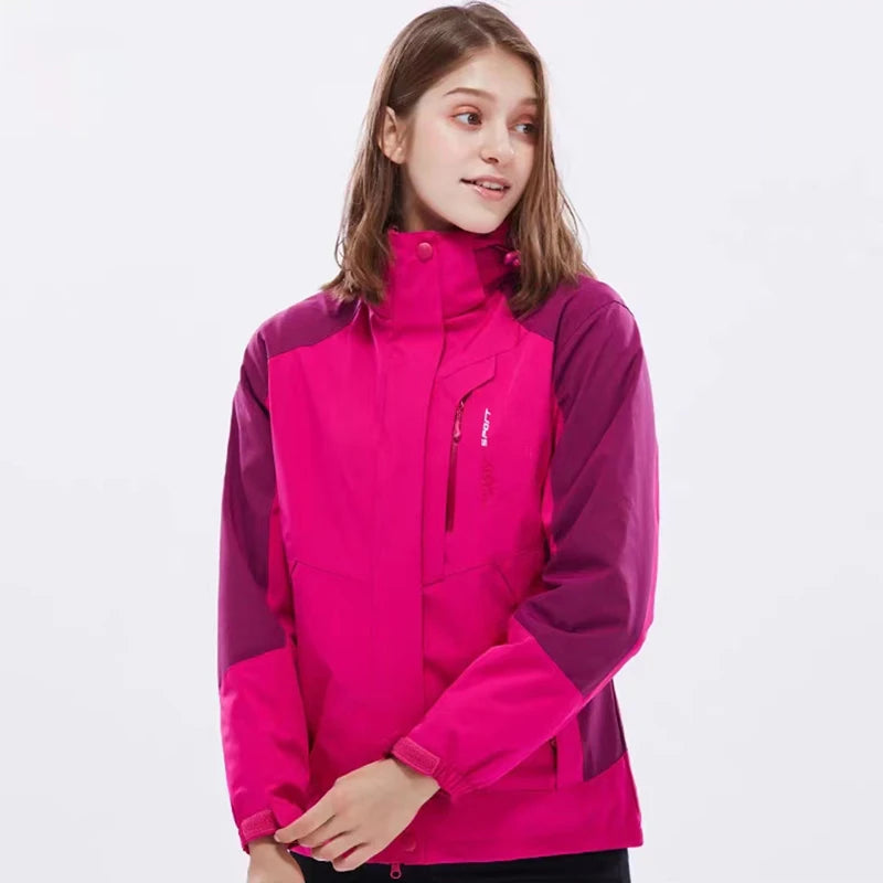 Veste de ski trois en un pour femme, manteau chaud, vêtements de ski imperméables, coupe-vent, sports de plein air, neige