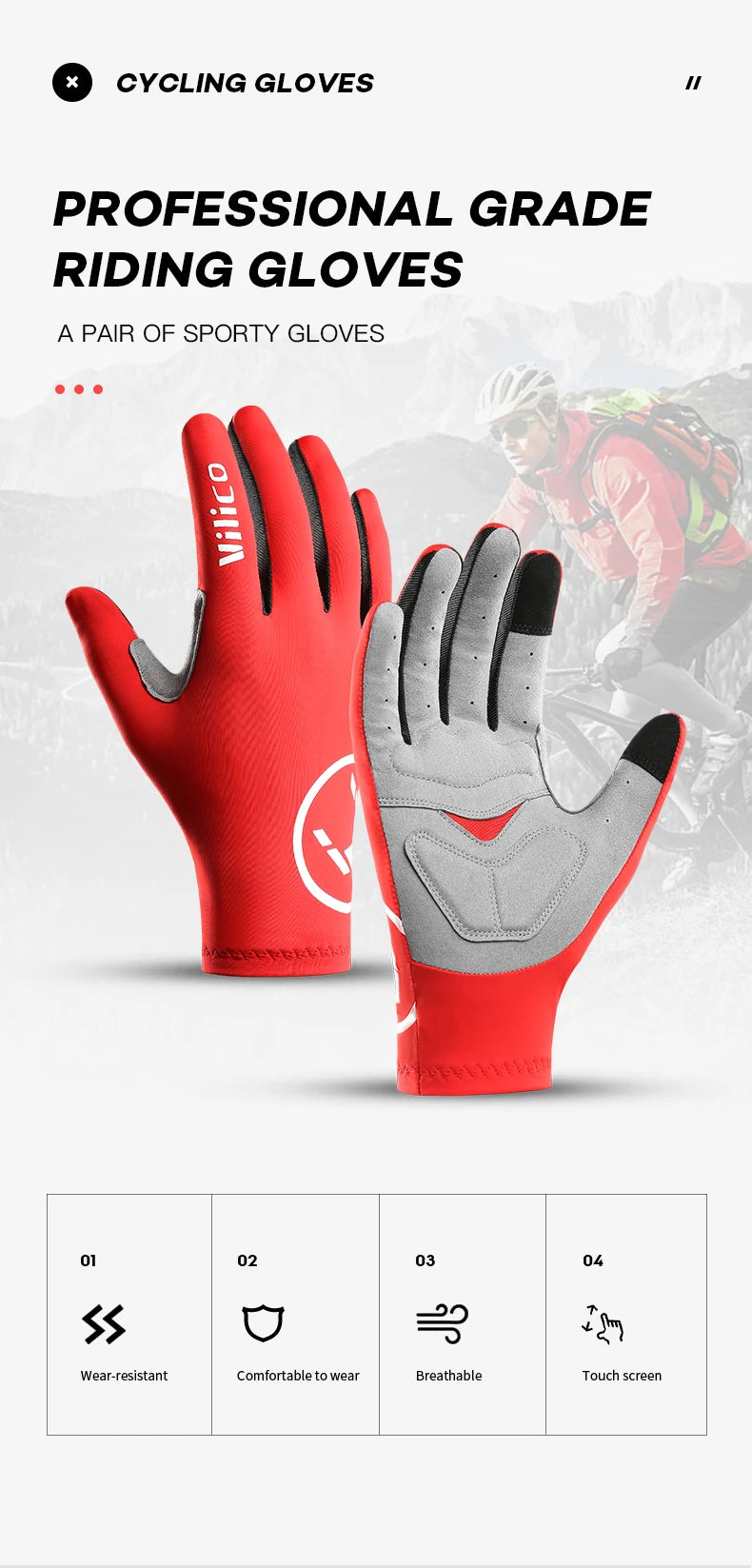 Gants de vélo coupe-vent anti-brûlure