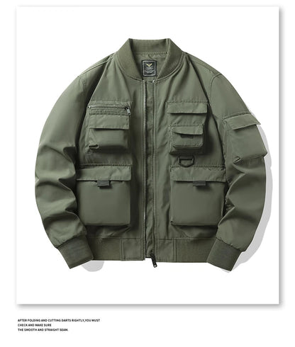 Veste cargo imperméable coupe-vent multi-poches pour hommes, vestes de baseball à la mode, manteau de gardien militaire extérieur,