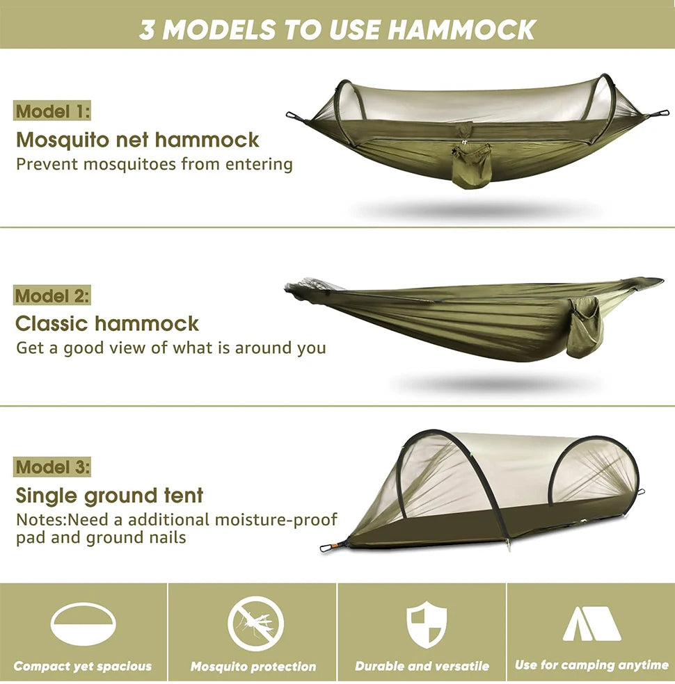 Hamac avec Moustiquaire 3-en-1