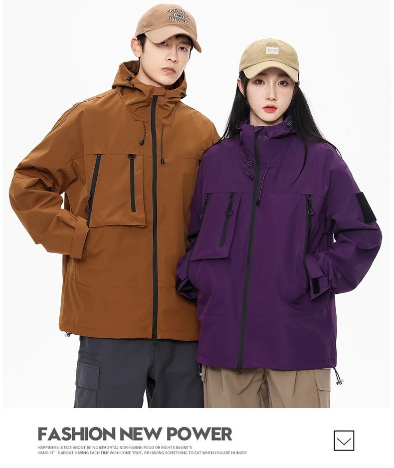 Veste de randonnée sportive en plein air pour couples, manteau imperméable, coupe-vent, respirant, confortable