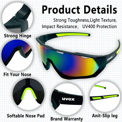 Lunettes de cyclisme polarisées Uvex pour hommes et femmes, lunettes de sport de plein air, lunettes de vélo de montagne, lunettes de soleil de route VTT, lunettes d&