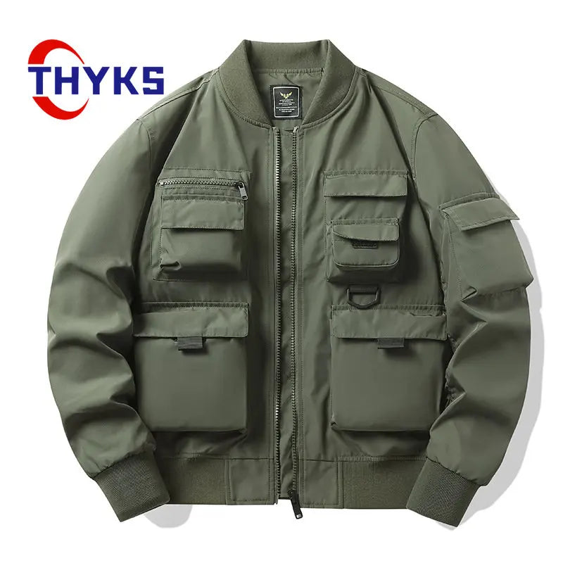 Veste cargo imperméable coupe-vent multi-poches pour hommes, vestes de baseball à la mode, manteau de gardien militaire extérieur,