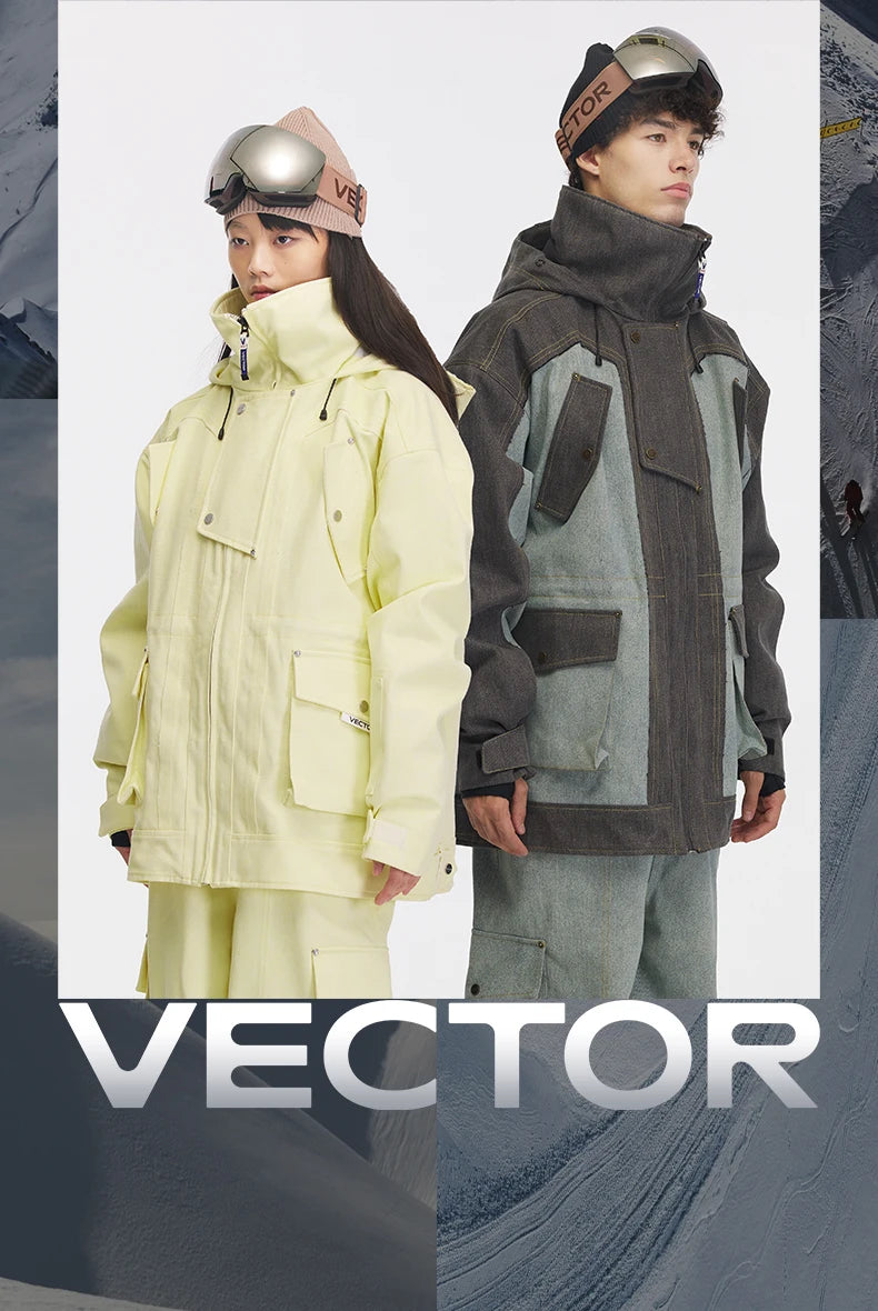 VECTOR-Veste de ski cowboy pour homme et femme, vêtement de mode, épais, avec isolation thermique, imperméable, coupe-vent, équipement de sport