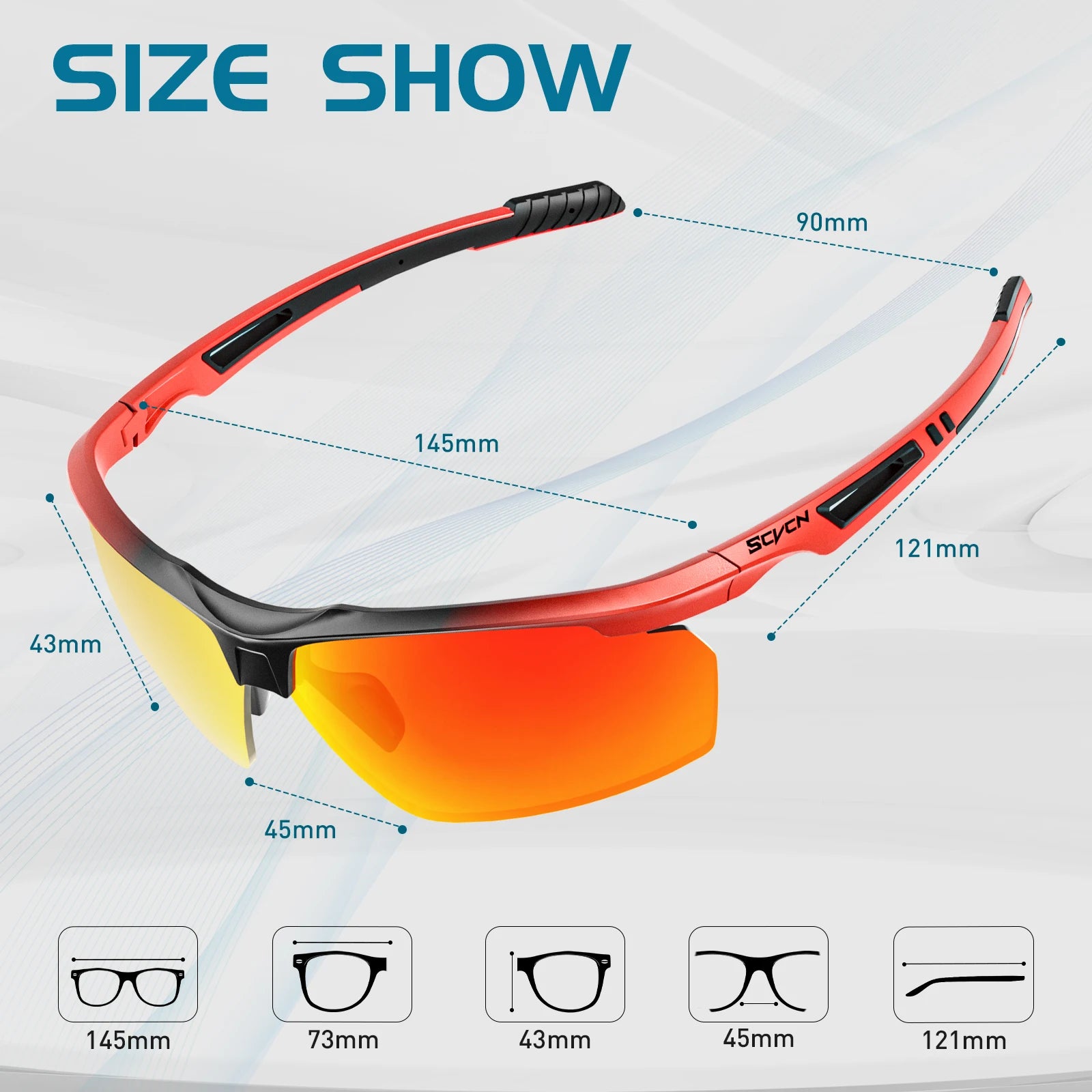 SCVCN-Lunettes de cyclisme polarisées pour hommes et femmes, lunettes de soleil de sport, lunettes de vélo de route de montagne, lunettes de protection d&