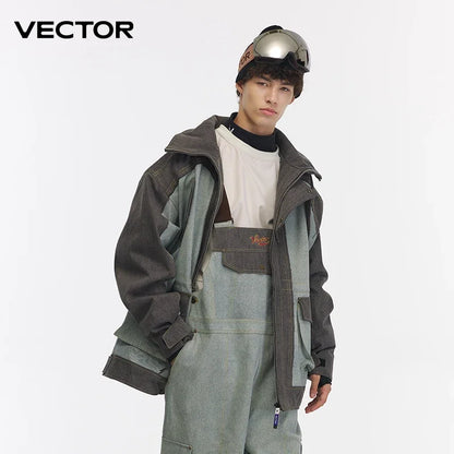 VECTOR-Veste de ski cowboy pour homme et femme, vêtement de mode, épais, avec isolation thermique, imperméable, coupe-vent, équipement de sport