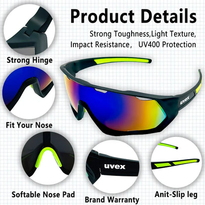 Lunettes de cyclisme polarisées Uvex pour hommes et femmes, lunettes de sport de plein air, lunettes de vélo de montagne, lunettes de soleil de route VTT, lunettes d&